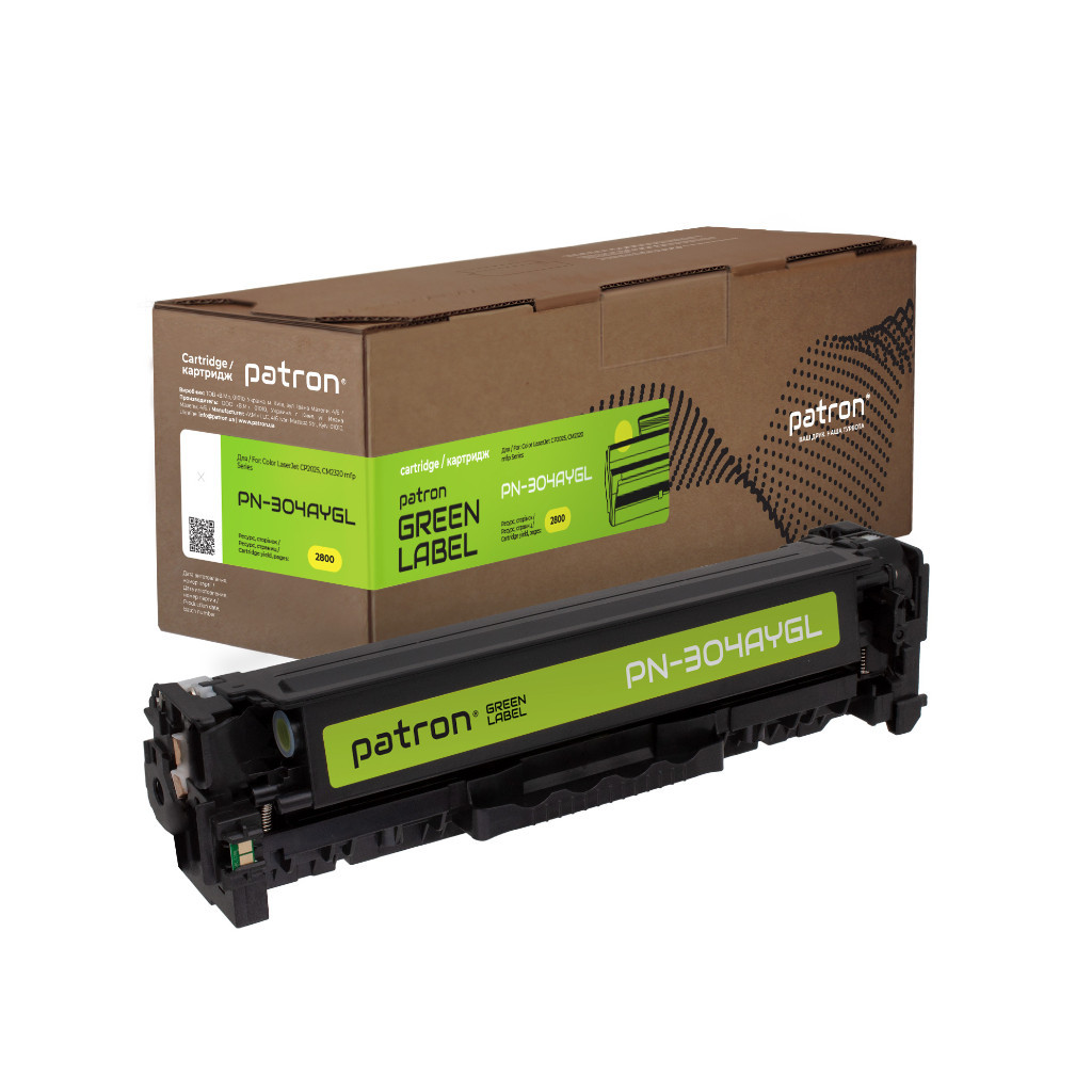 Картридж Patron HP 304A (CC532A) Green Label, yellow (PN-304AYGL) - изображение 1