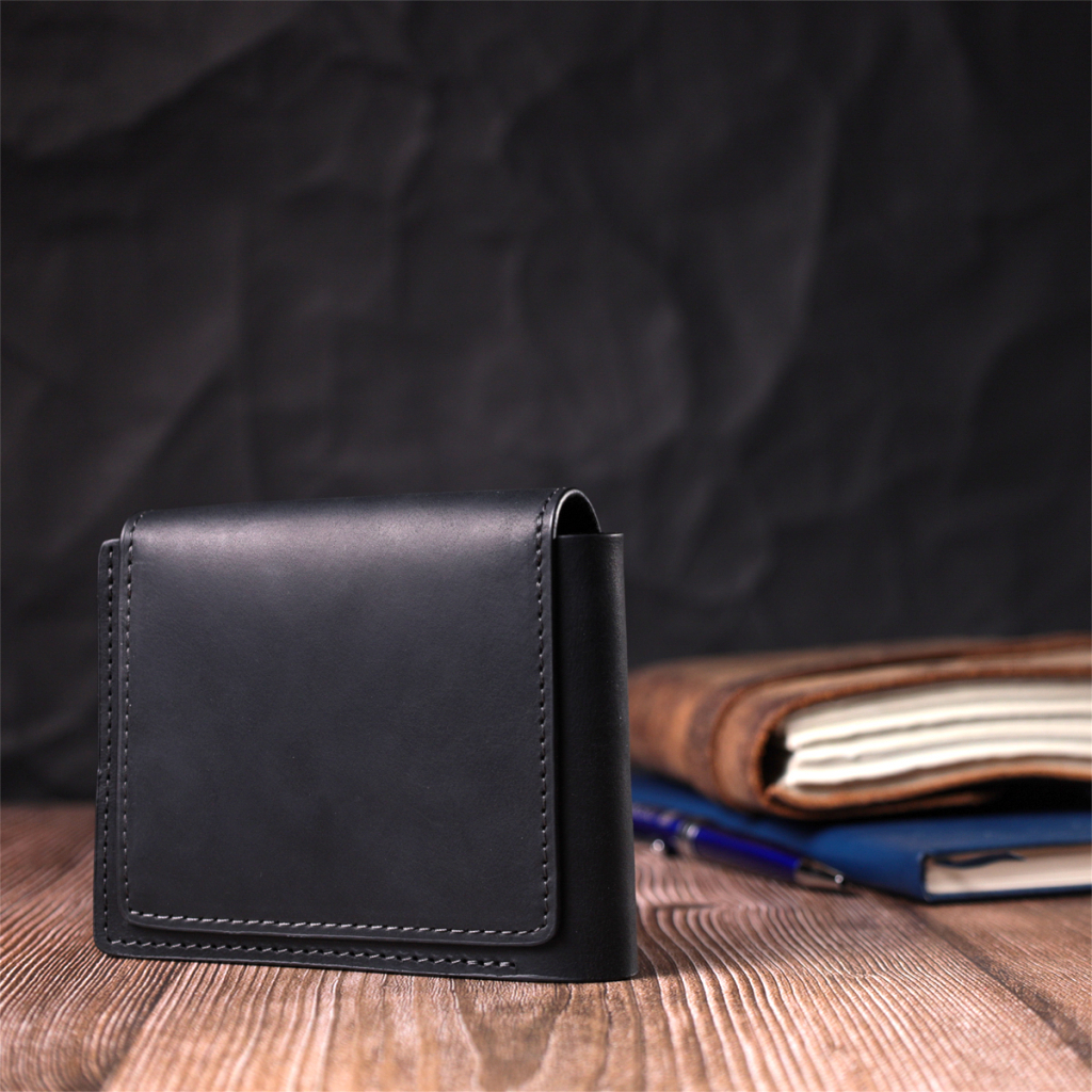 Гаманець Grande Pelle З натуральної шкіри Чорний (16802) - зображення 7