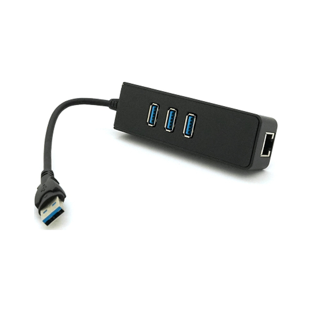 Концентратор Voltronic USB 3.0 to 3xUSB + Ethernet black (YT-3H3+1) - зображення 2