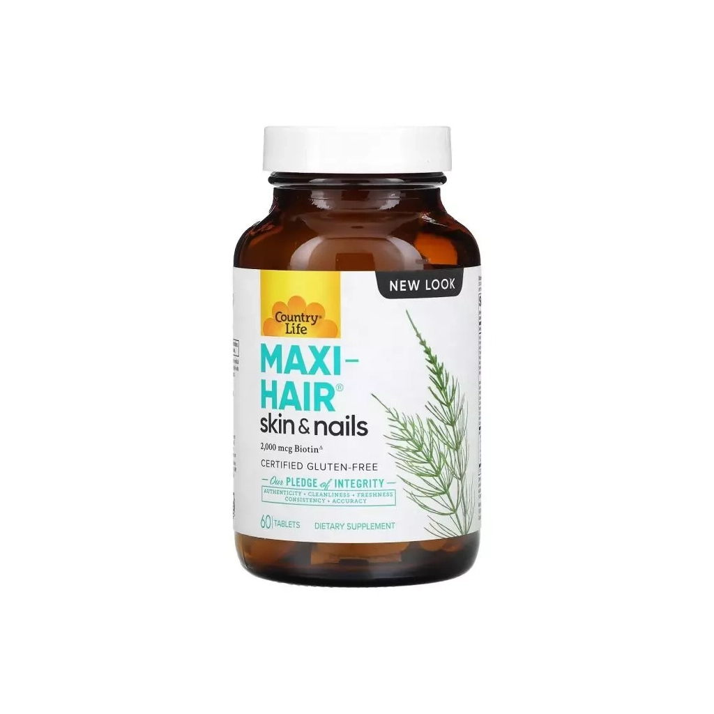 Вітамінно-мінеральний комплекс Country Life Комплекс для Зростання та Зміцнення Волосся, Maxi-Hair, 60 таблето (CLF-05028) - зображення 1