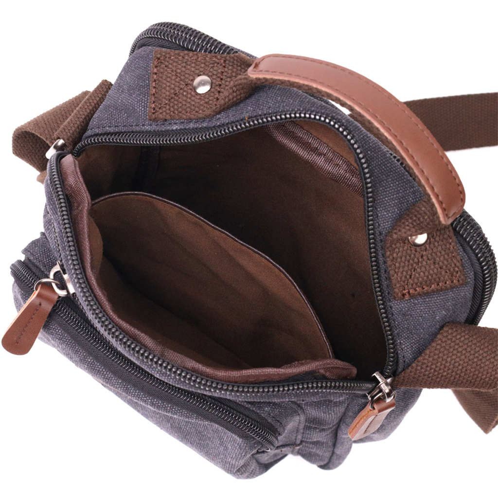 Сумка Vintage Для чоловіків з текстилю Чорна (22237) - зображення 6