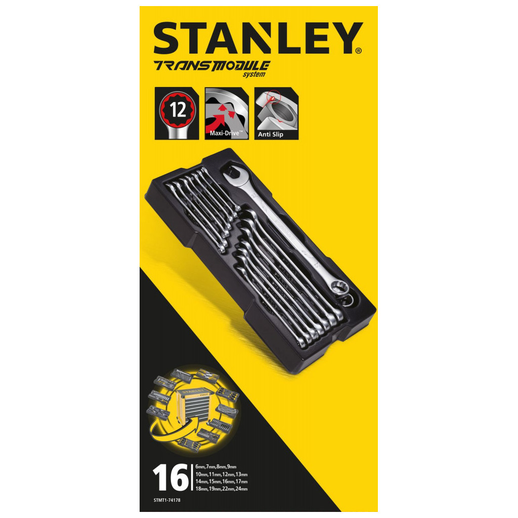 Ключ Stanley комбінованих MaxiDrive, 16 шт., у ложементі (STMT1-74178) - зображення 3