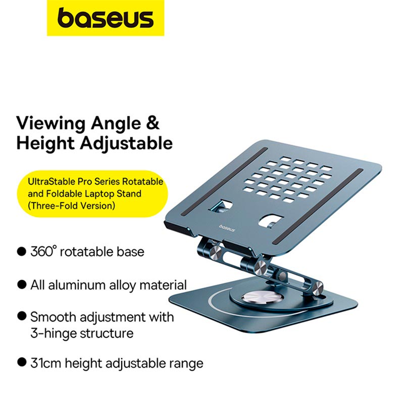 Підставка для ноутбука Baseus UltraStable Pro Series Rotatable and Foldable Laptop Stand (Three-Fold Version) Space Grey (B10059900811-01) - зображення 7