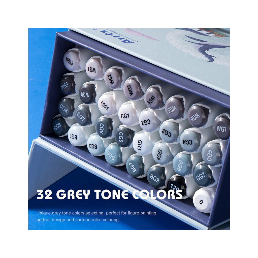 Художній маркер Arrtx Спиртові Alp ASM-02GY 32 кольори Сірі відтінки (LC302277) - зображення 7