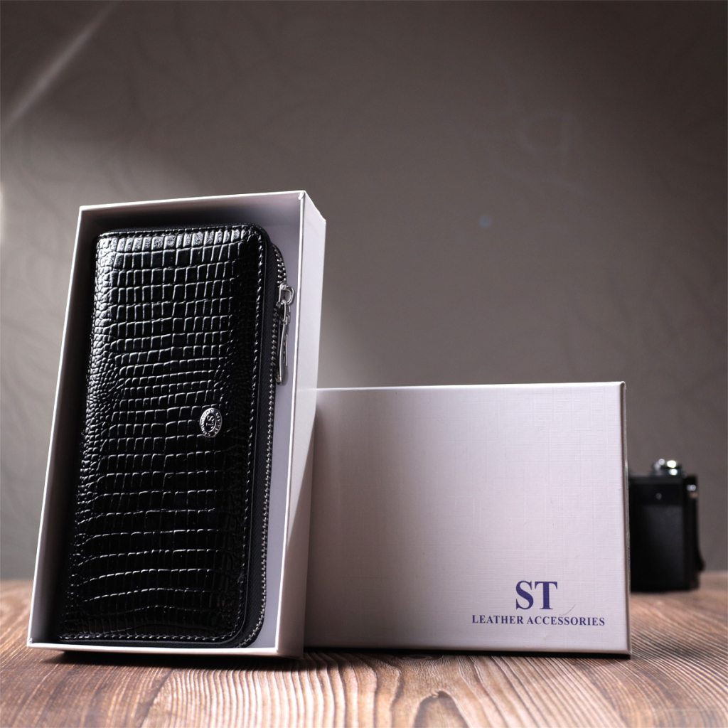Гаманець ST Leather З натуральної шкіри Чорний (22678) - зображення 11
