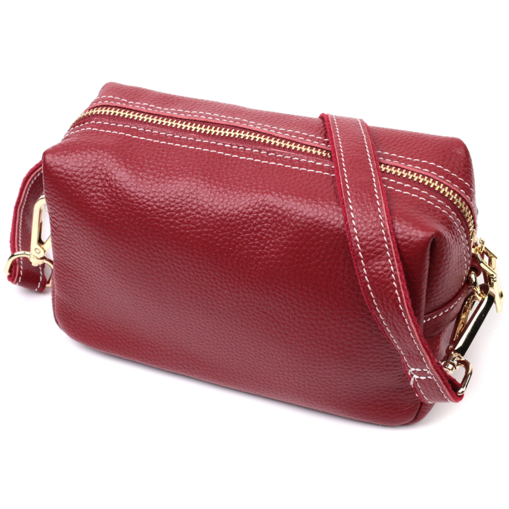 Сумка Vintage Жіноча з двома ременями з натуральної шкіри Бордова (22274) - зображення 1