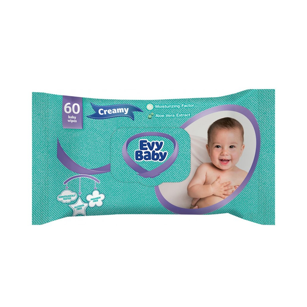 Дитячі вологі серветки Evy Baby Creamy 60 шт (8690506404543) - зображення 1
