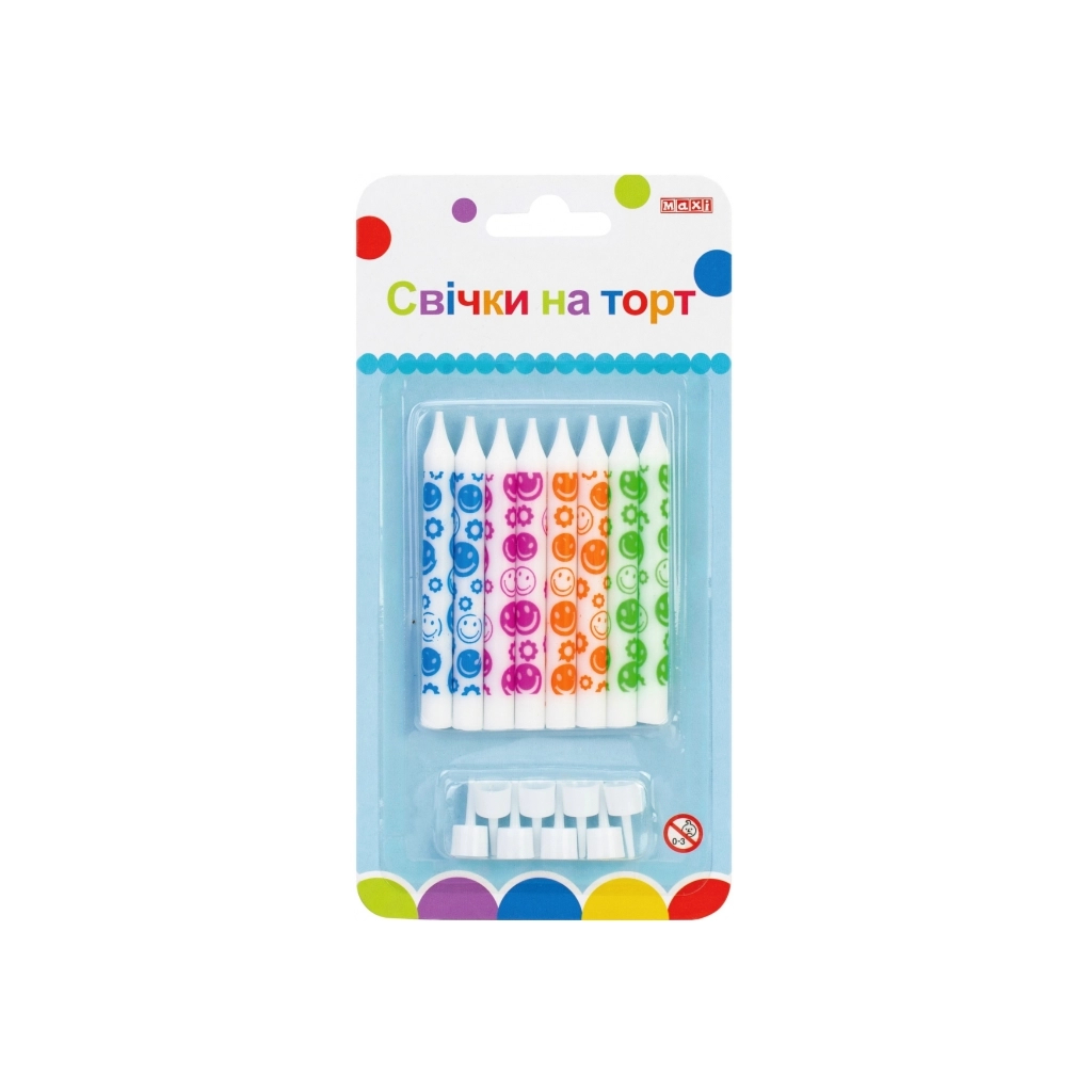 Свічка Maxi 8 шт. на торт, 8 см; 8 підставок для свічок (MX627045.F02) - зображення 1