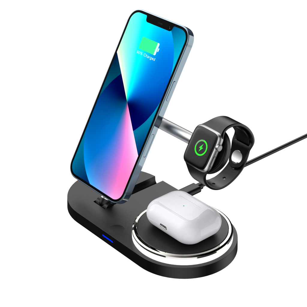 Зарядний пристрій Armorstandart Wireless Charging H102 3 in 1 Magnetic Black (ARM78103) - зображення 4