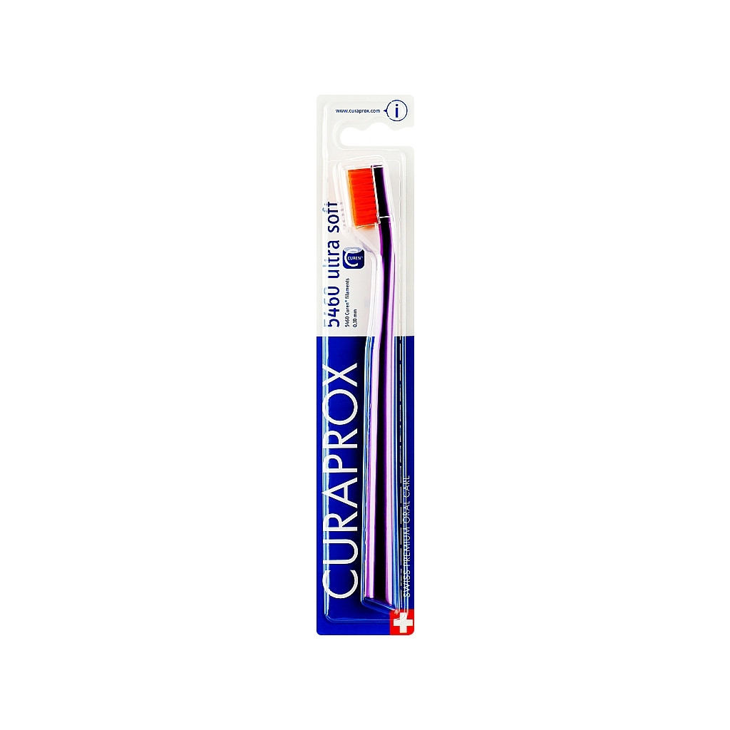 Зубна щітка Curaprox CS 5460 Ultra Soft Ультрам'яка D 0.10 мм Фіолетова з помаранчевою щетиною (CS 5460-36) - зображення 1