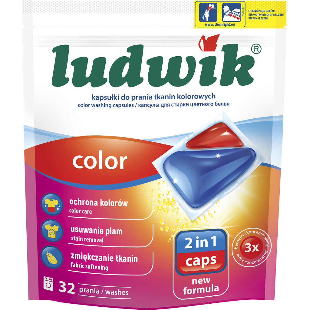 Капсули для прання Ludwik Color 2 в 1 для кольорових речей 32 шт. (5900498025736) - зображення 1