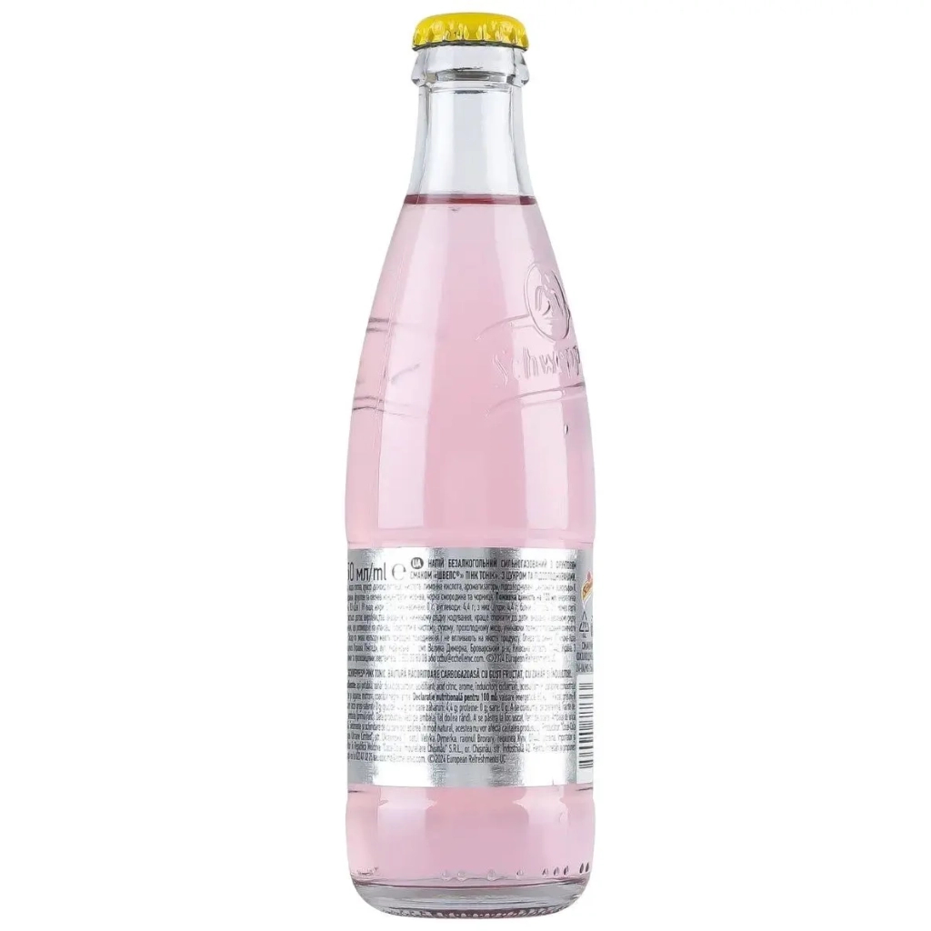Напій Schweppes Pink Tonic Безалкогольний сильногазований 250 мл (54017733) - изображение 3