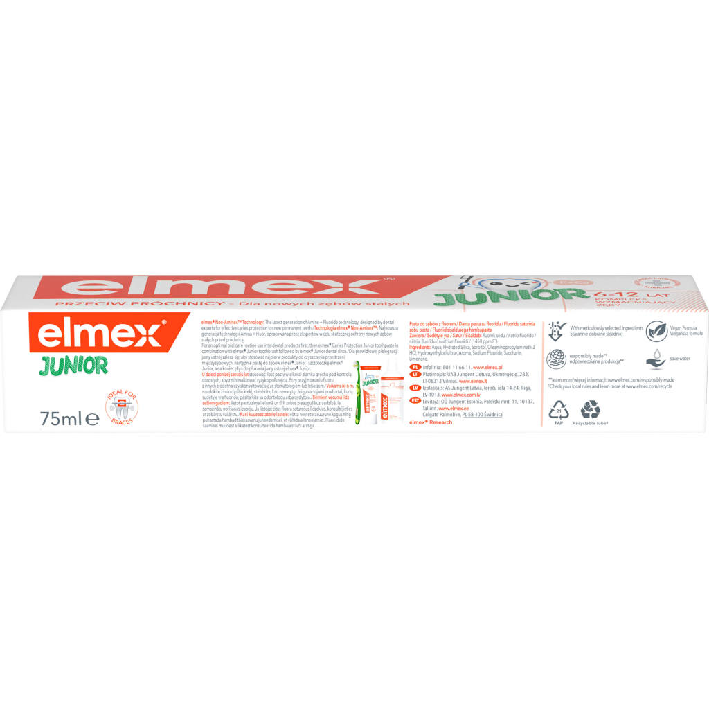 Дитяча зубна паста Elmex Junior від 6 до 12 років 75 мл (4007965560606) - изображение 5