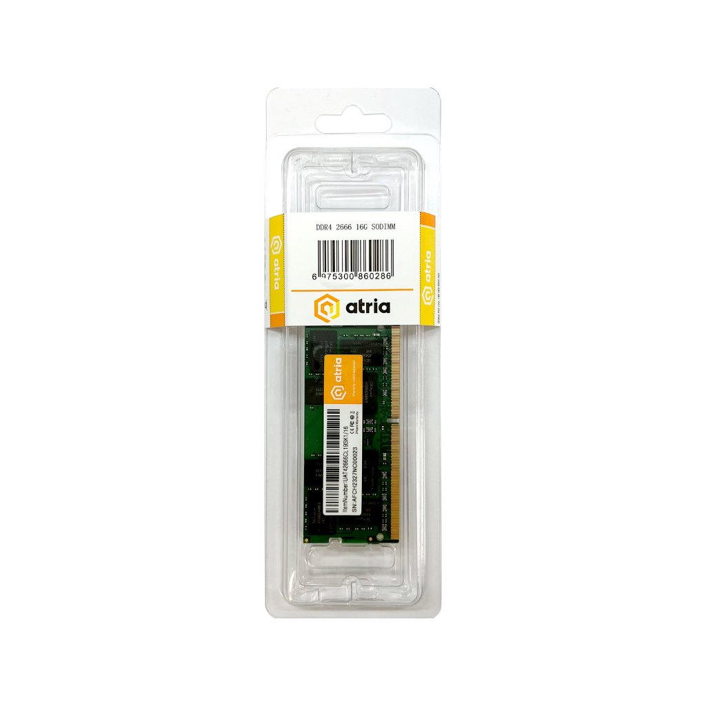 Модуль пам'яті для ноутбука SoDIMM DDR4 16GB 2666 MHz ATRIA (UAT42666CL19SK1/16) - зображення 3