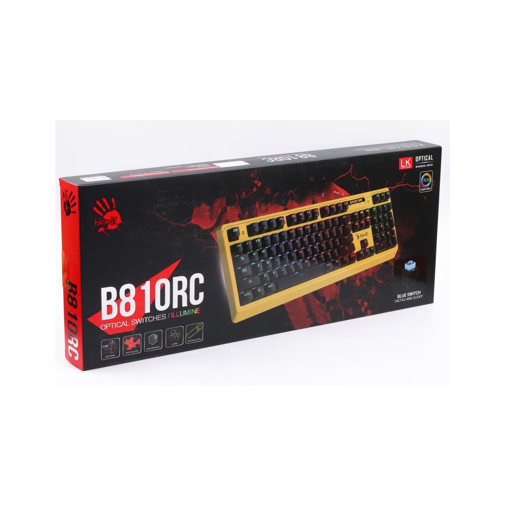 Клавіатура A4Tech Bloody B810RC USB Punk Yellow - зображення 3