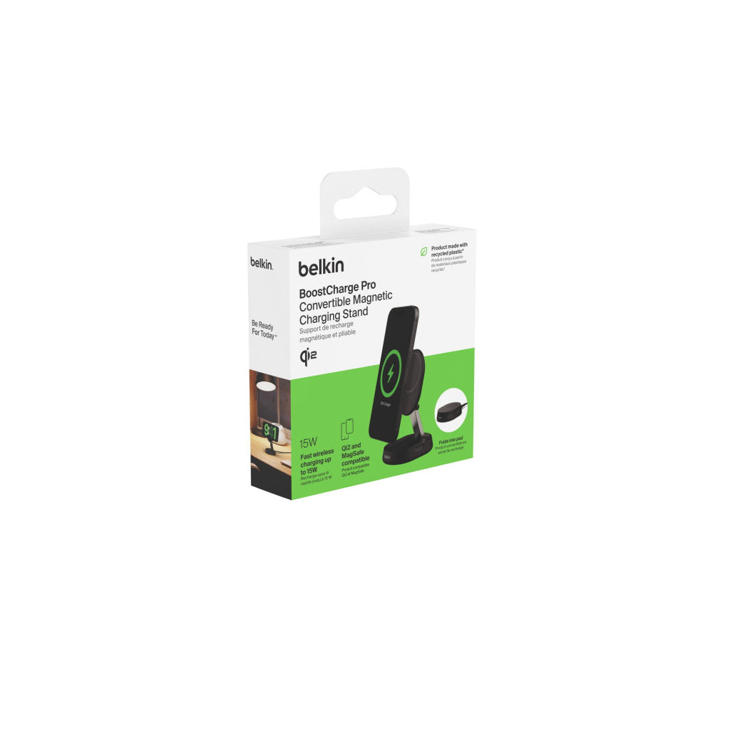 Зарядний пристрій Belkin 15W Magnetic Stand Qi2 black (WIA008BTBK) - изображение 12
