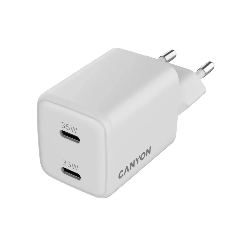 Зарядний пристрій Canyon CU35CC GaN 35W 2xPD EU White (CNS-CUW35CC) - зображення 3