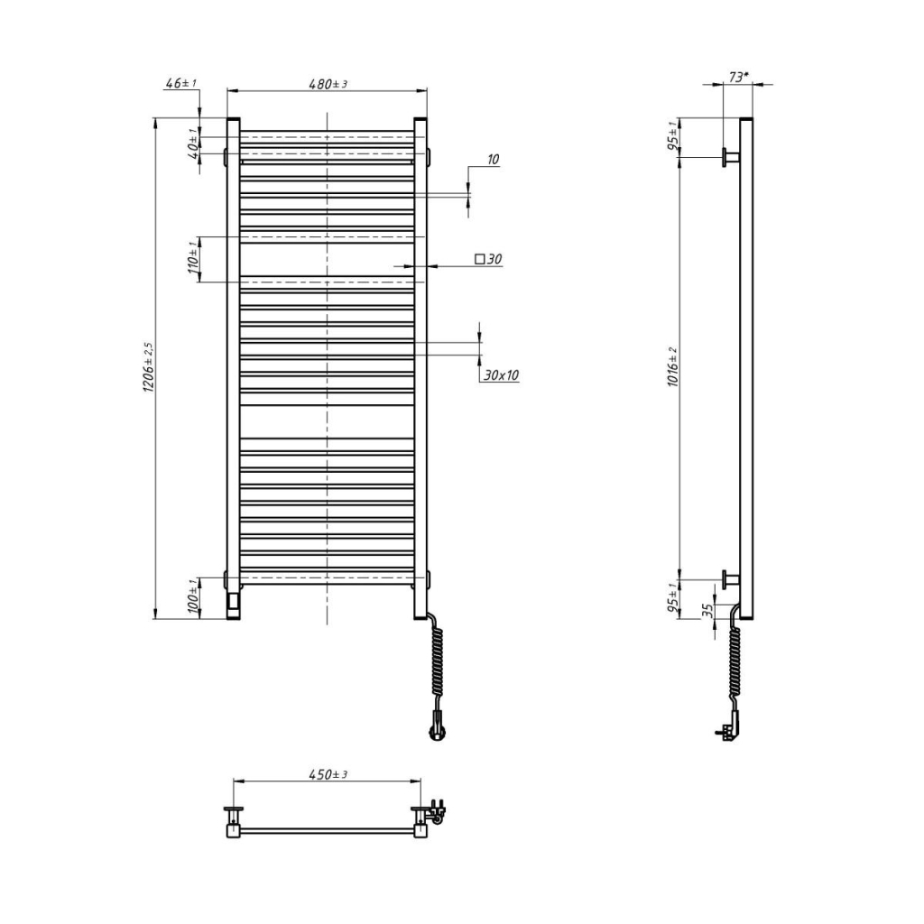 Сушарка для рушників Navin Авангард Х, 1200х480х71мм, Wi-Fi, сталь, чорний муар, праве підключення (12-272055-4812) - зображення 10