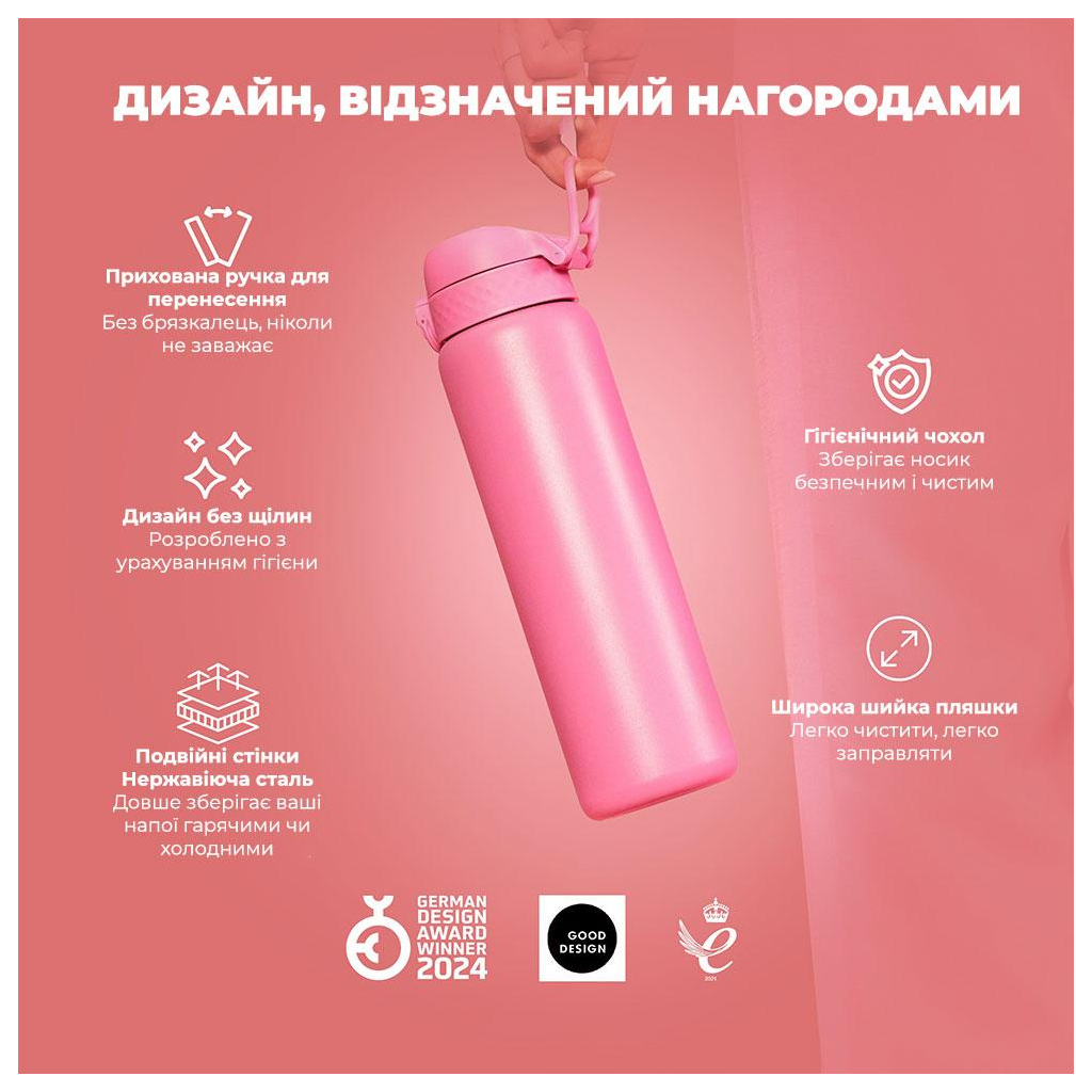 Пляшка для води ION8 OneTouch Vacuum Insulated 920 мл Rose Bloom (I8TS1000ROSEB) - зображення 4