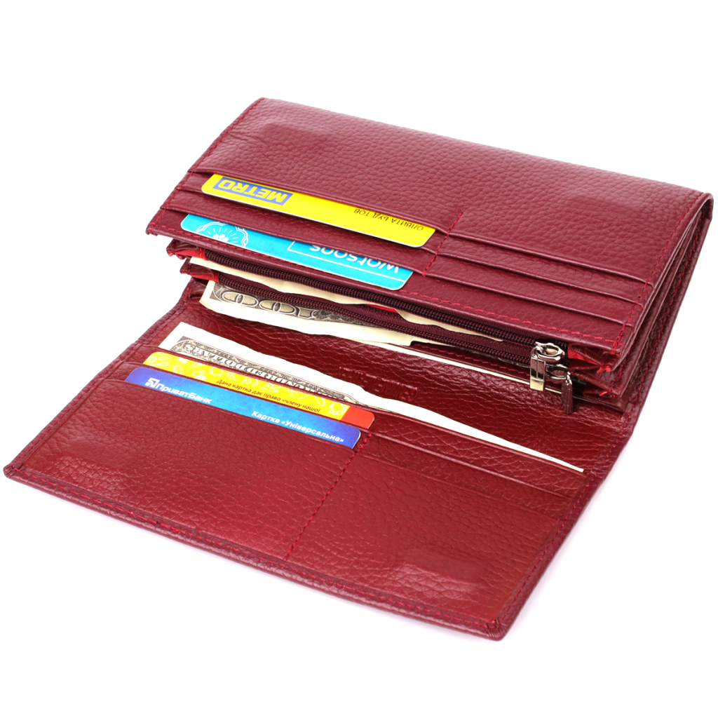 Гаманець ST Leather З натуральної шкіри Бордовий (23085) - зображення 6