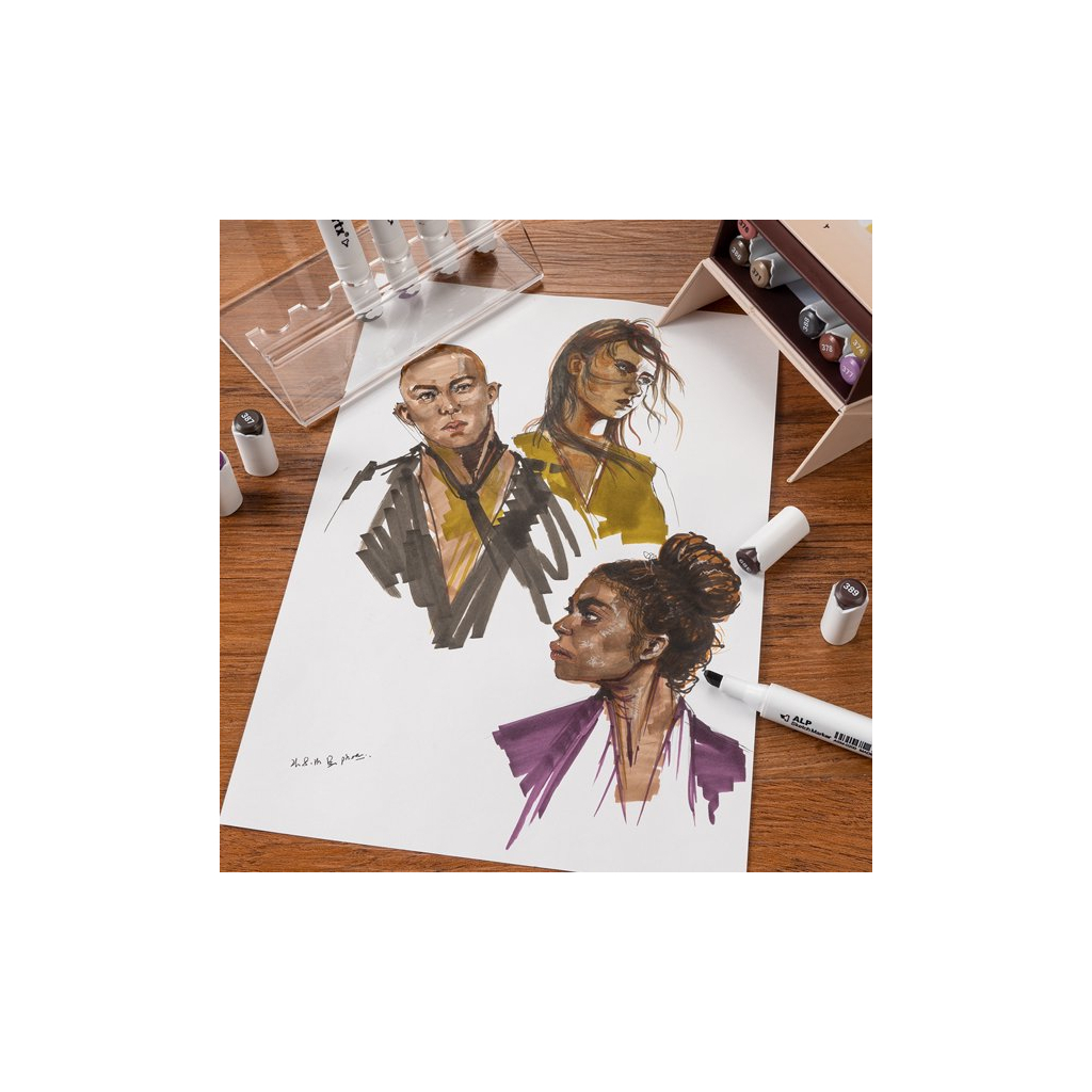 Художній маркер Arrtx Спиртові Alp ASM-02-SK02 12 кольорів, відтінки шкіри шкіри (LC302604) - picture 2