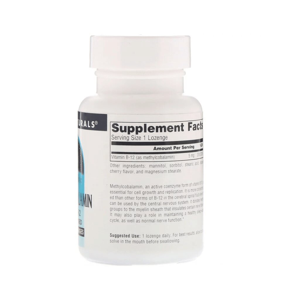 Вітамін Source Naturals Метилкобаламін (В12) 5 мг, Смак Вишні, 60 таблеток для расс (SNS-01329) - изображение 2