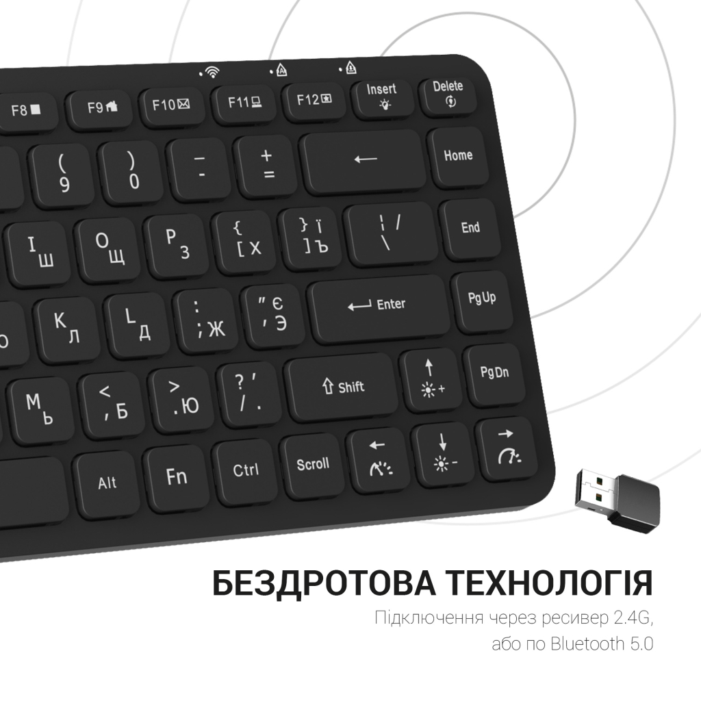 Клавіатура OfficePro SK790B Wireless/Bluetooth Black - зображення 10