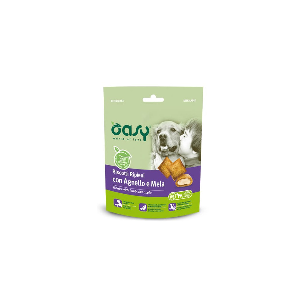 Ласощі для собак OASY TREATS Ягня та яблуко 80 г (8053017346205) - зображення 1