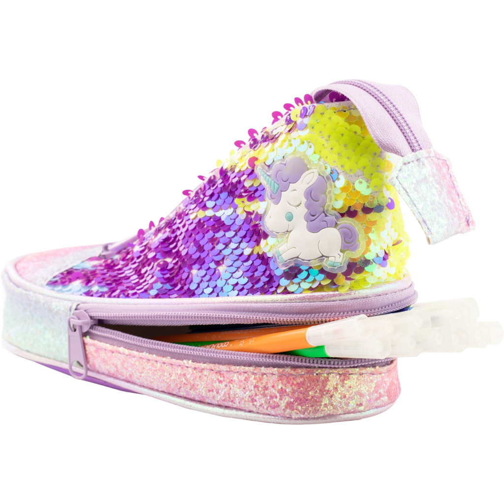 Пенал Cool For School у формі кеда з паєтками 2 відділення Фіолетовий (5987-purple) - зображення 2