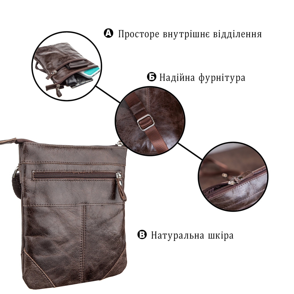 Сумка Shvigel З натуральної шкіри Коричнева (11136) - зображення 4