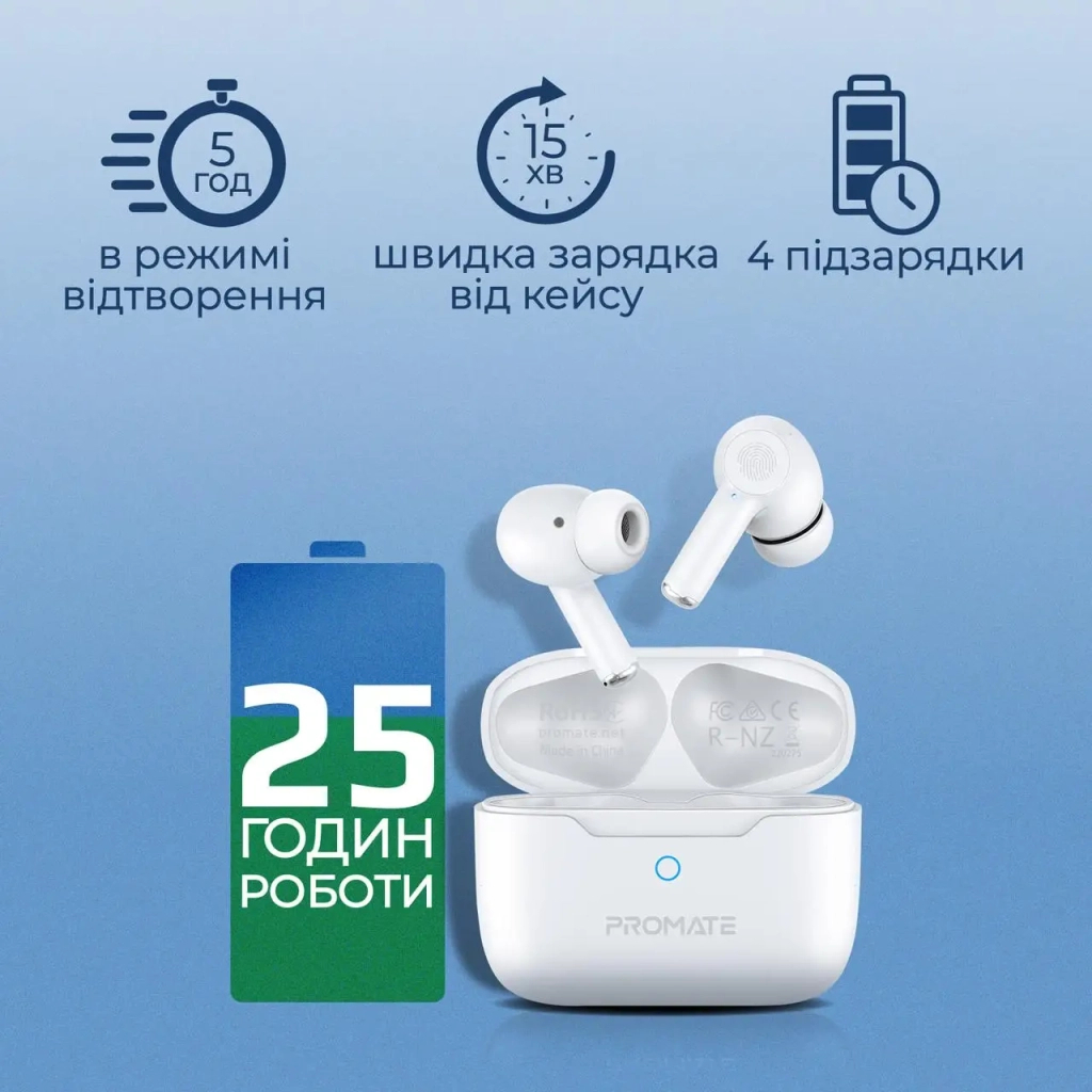 Навушники Promate ProPods White (propods.white) - зображення 7