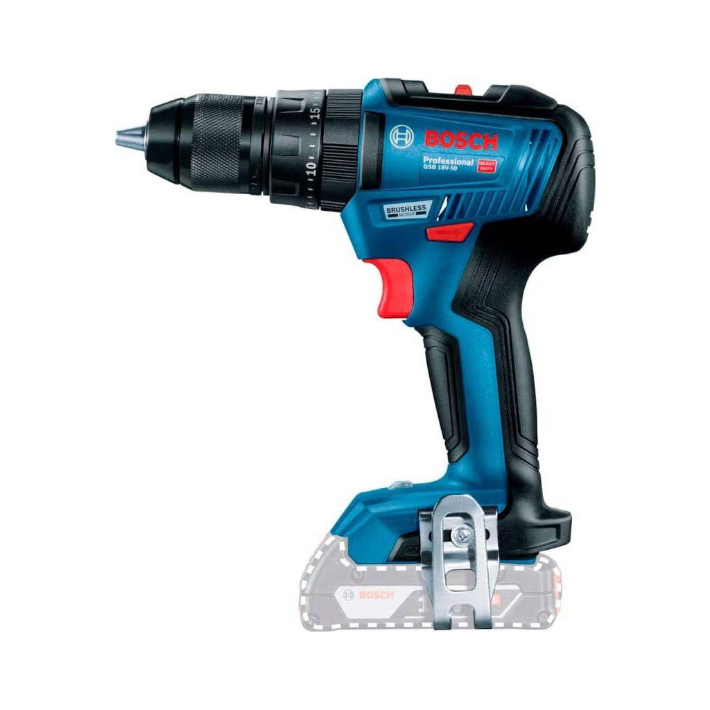 Шуруповерт Bosch GSB 18 V-50, 18В, 28/50 Нм, 20+2, 0-460-1800об/хв (без АКБ та ЗП) (0.601.9H5.106) - зображення 3