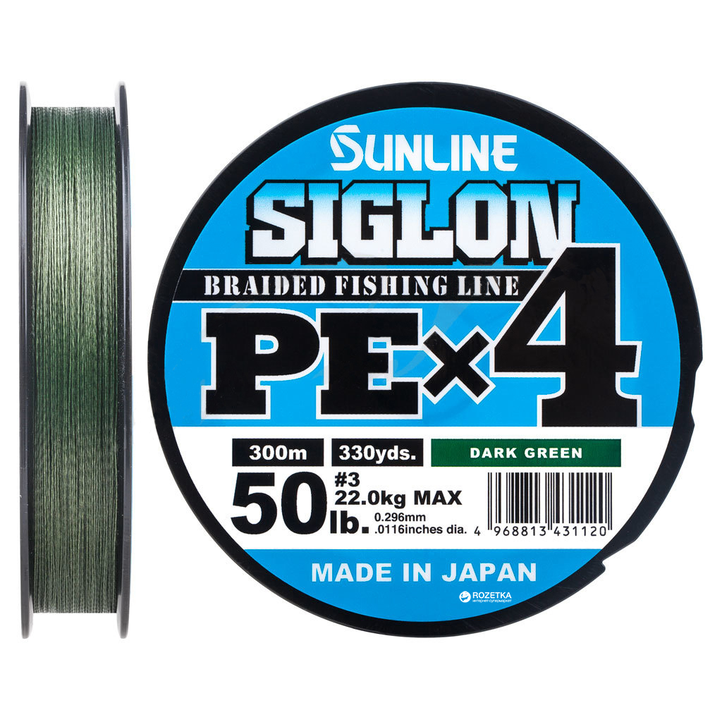 Шнур Sunline Siglon PE н4 300m 3.0/0.296mm 50lb/22.0kg Dark Green (1658.09.52) - зображення 1