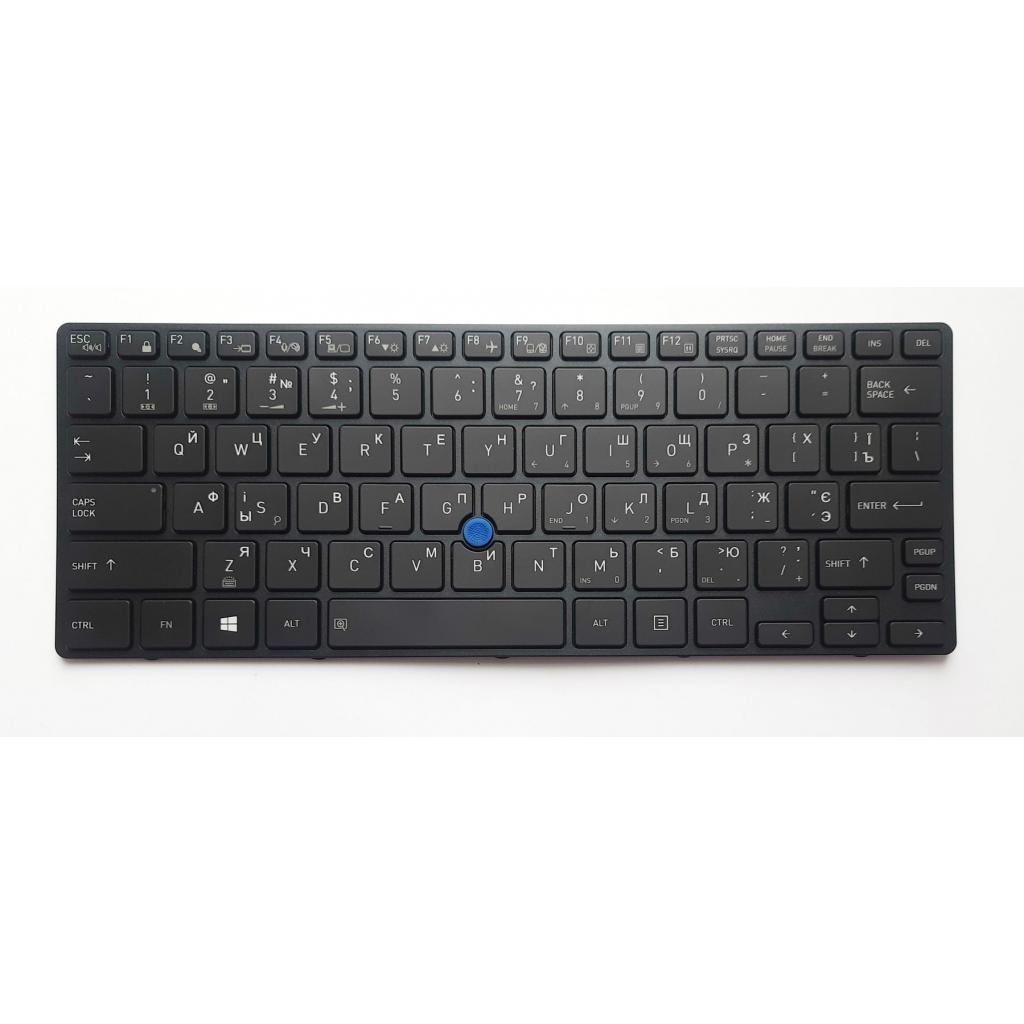 Клавіатура ноутбука Toshiba Tecra X40-D Series чорна з чорною рамкою, ТП та підсвіткою (A46165) - изображение 1