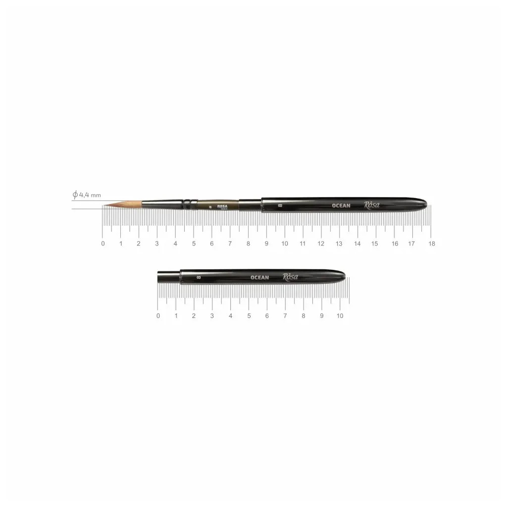 Пензлик для малювання Rosa Соболь круглий, TRAVEL BRUSH, OCEAN 168, № 8 (4823098516880) - изображение 2