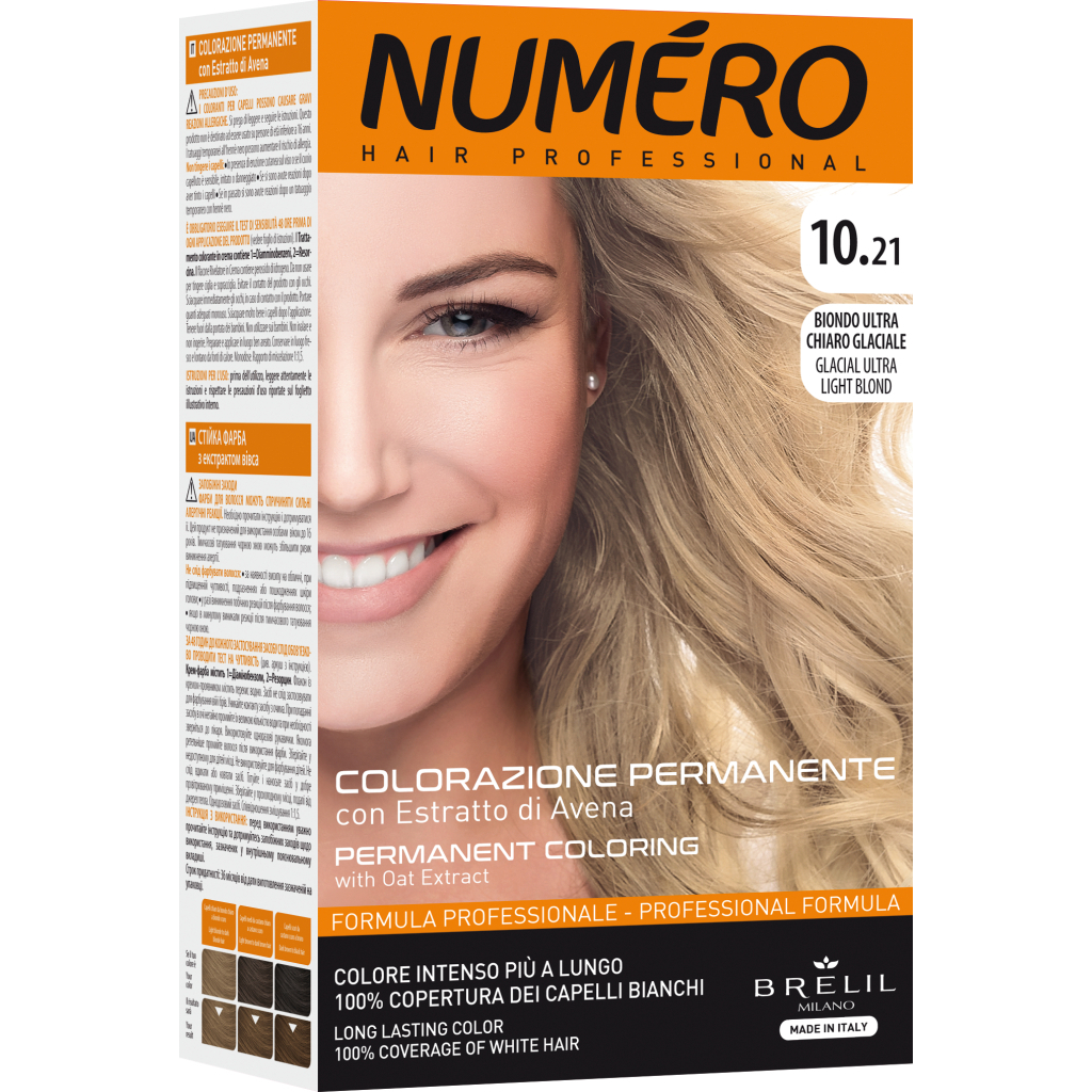 Фарба для волосся Brelil Numero 10.21 - Glacial Ultra Light Blonde 140 мл (8011935081332) - изображение 1