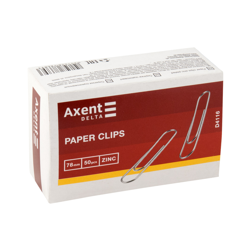 Скріпки канцелярські Axent оцинковані 78 мм 50 шт (полібег) (D4116/P) - зображення 2