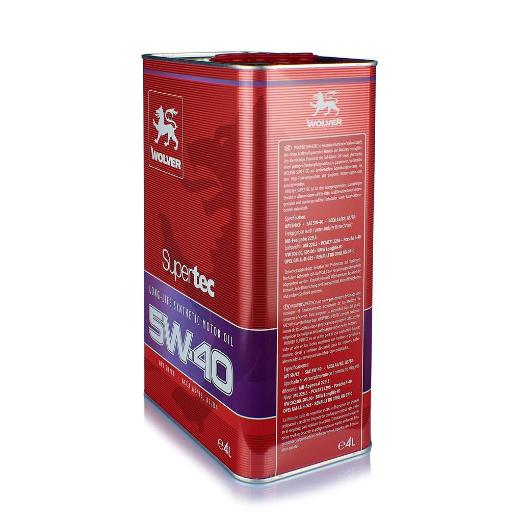 Моторна олива Wolver Supertec 5W-40 4л (4260360940019) - изображение 2