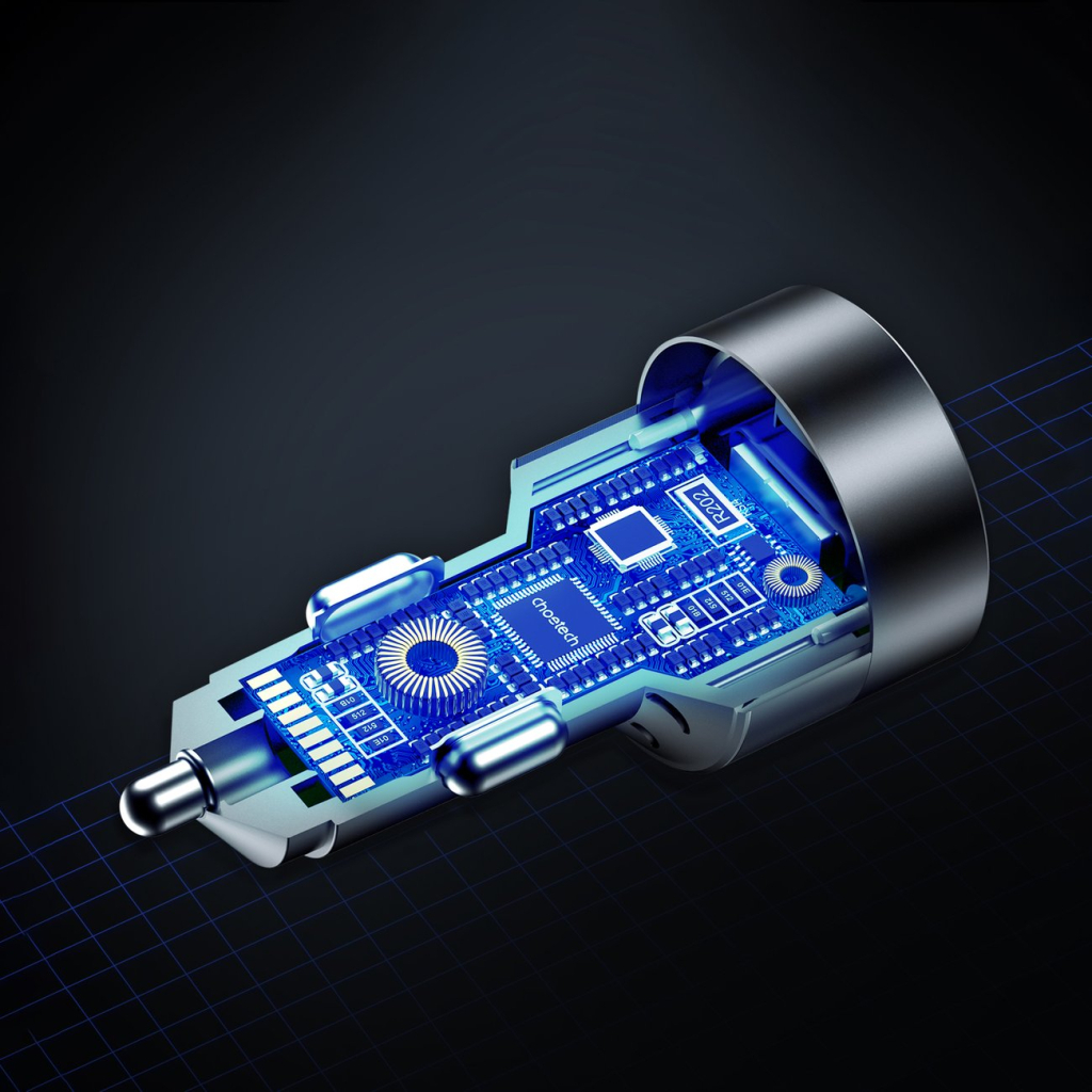 Зарядний пристрій Choetech car 2хUSB-C+USB-A 130W QC3.0/PD/PPS black (TC0011-BK) - зображення 7