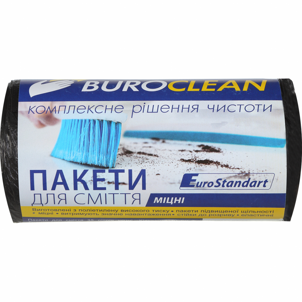Пакети для сміття Buroclean EuroStandart міцні чорні 35 л 30 шт. (4823078922847) - зображення 1