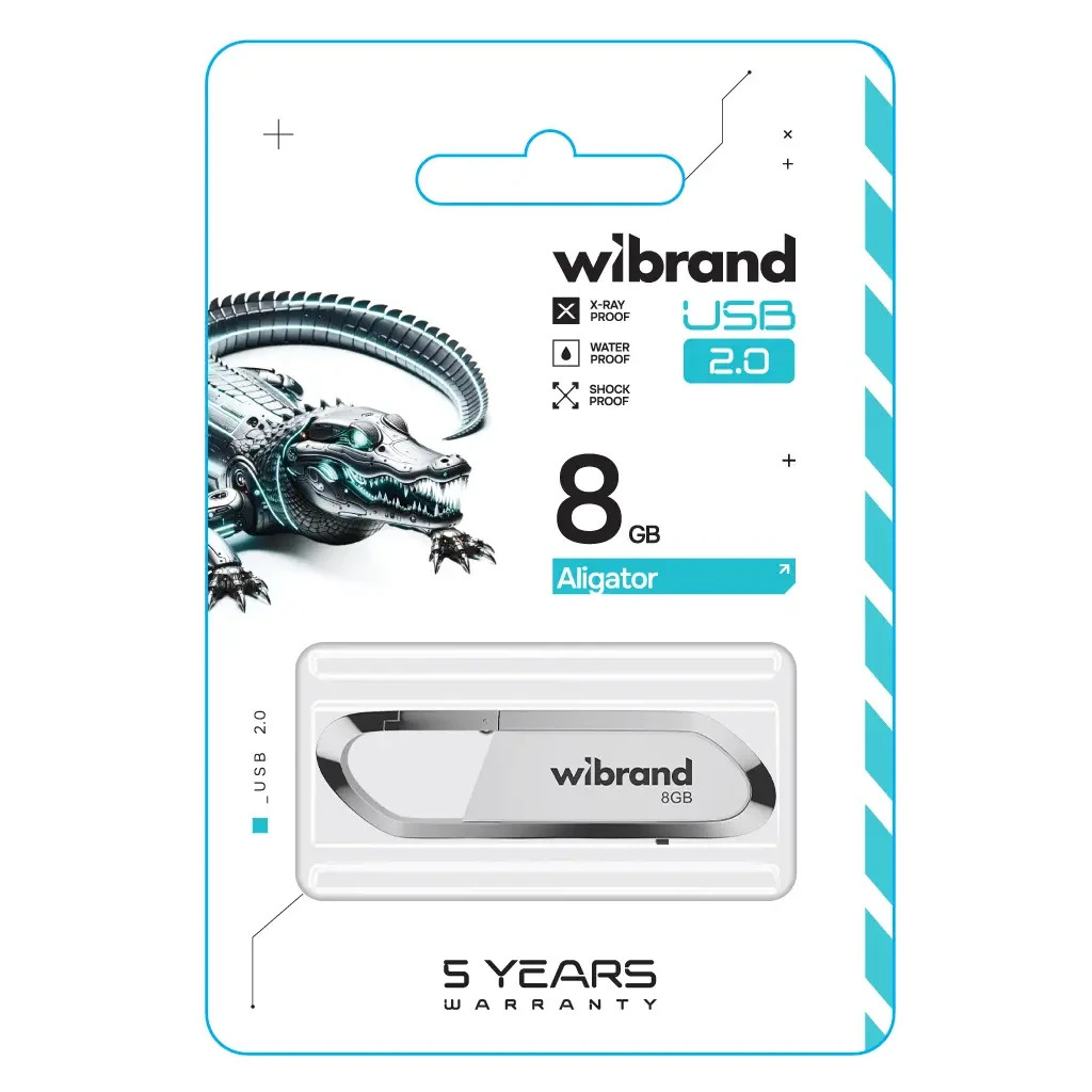 USB флеш накопичувач Wibrand 8GB Aligator White USB 2.0 (WI2.0/AL8U7W) - зображення 2