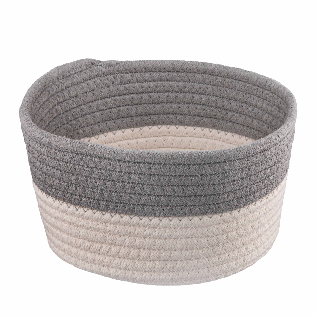 Кошик для зберігання Ardesto Vigor Плетений Бавовняний шпагат Сірий / білий 3.5 л (ARHC2504GW) - зображення 1