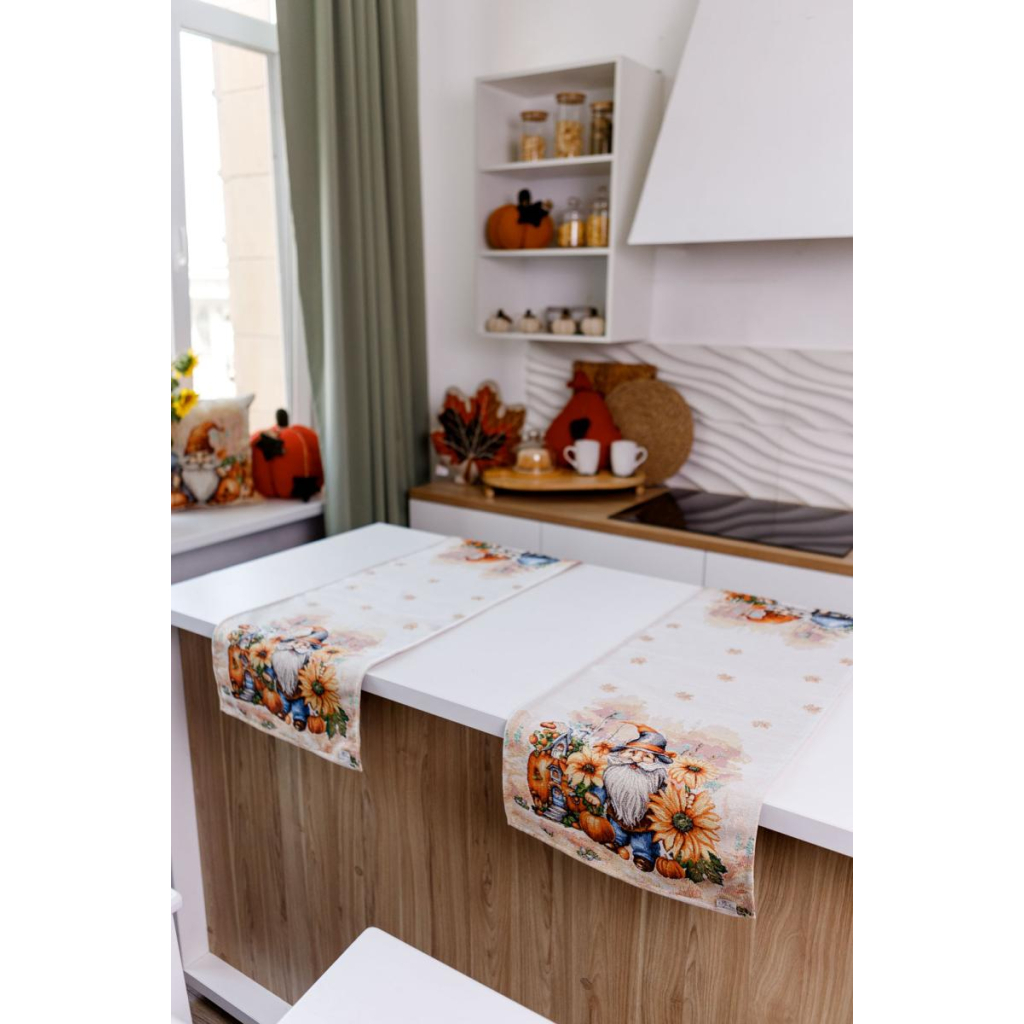 Доріжка на стіл Прованс гобеленова Гарбузові гноми 35х100 (036200) - зображення 5