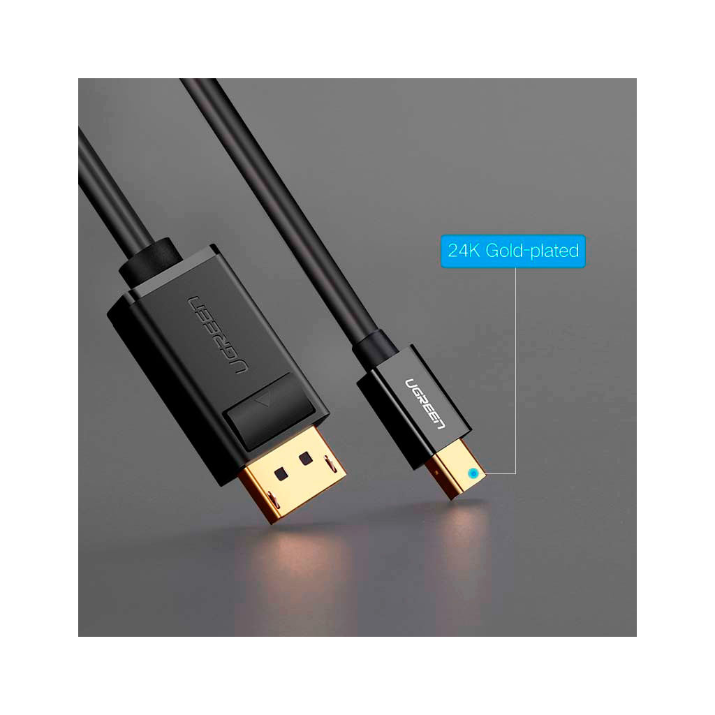 Кабель мультимедійний miniDisplayPort M to DisplayPort M 1.5m MD105 black Ugreen (10477) - изображение 7