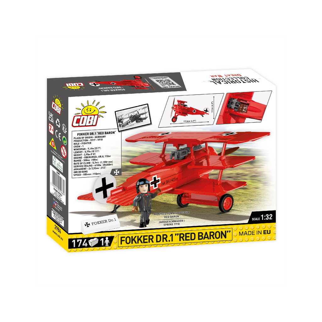 Конструктор Cobi Перша Світова Війна Літак Fokker Dr. I Червоний барон, 174 деталей (COBI-2986) - зображення 2