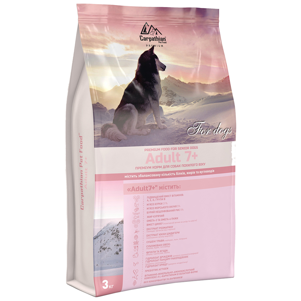 Сухий корм для собак Carpathian Pet Food Adult 7+ 3 кг (4820111140886) - зображення 1