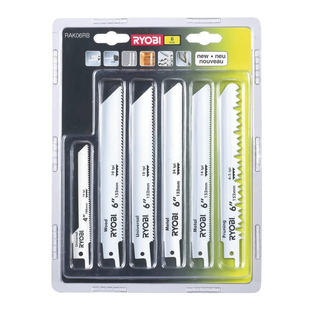 Полотно Ryobi для шабельної пили RAK06RB, набір 6шт, для дерева та металу (5132002547) - зображення 1
