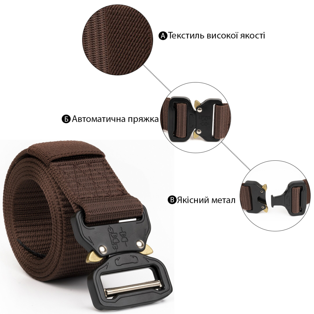 Ремінь Vintage Чоловічий текстильний Коричневий (20338) - зображення 4