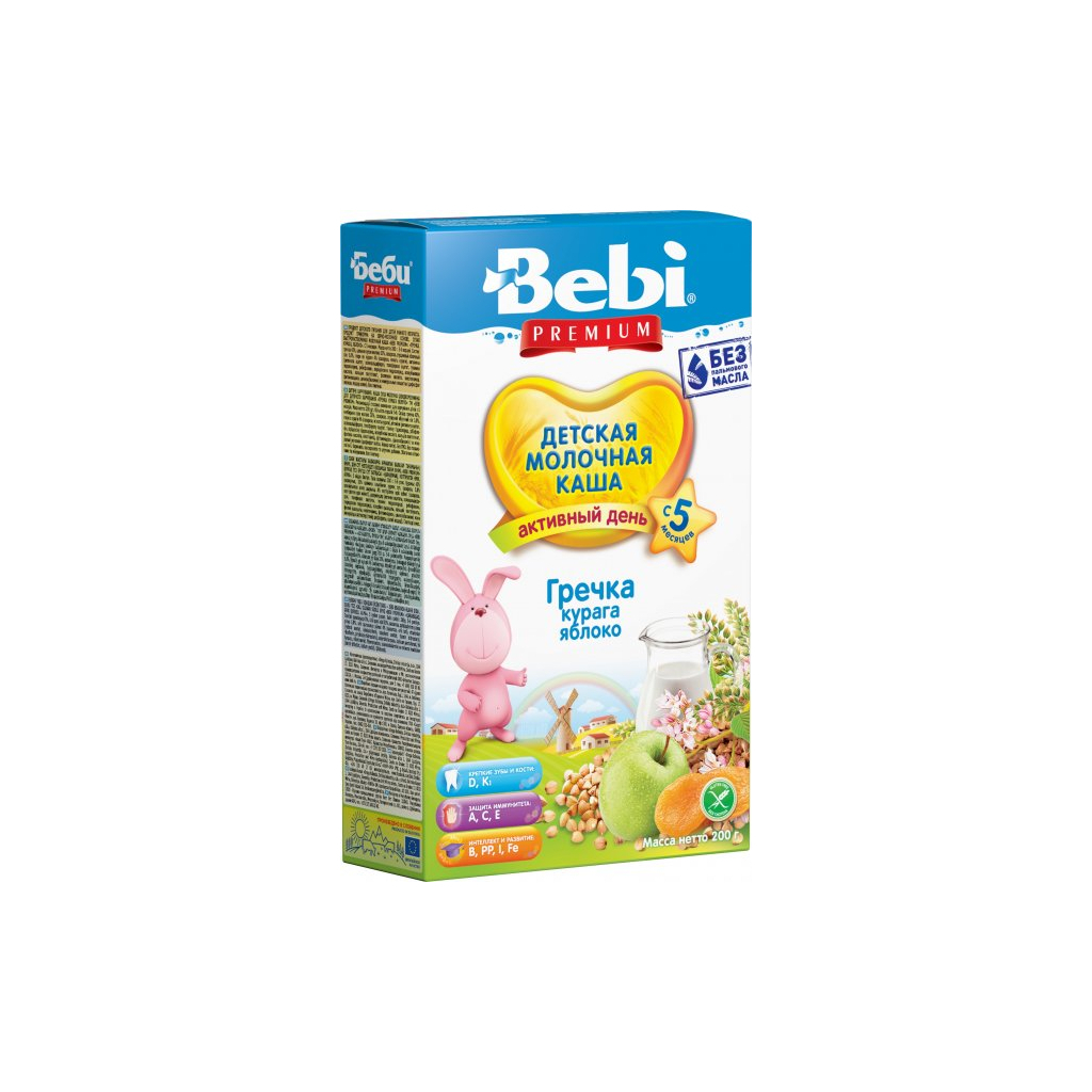 Дитяча каша Bebi Premium молочна гречана курага-яблуко з 5 міс. 200 г (3838471019996) - зображення 1