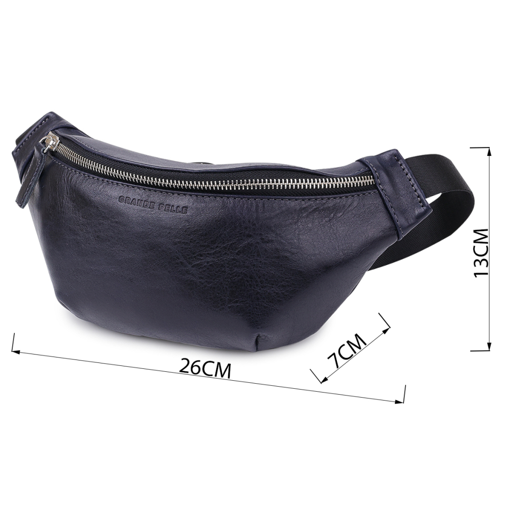 Сумка Grande Pelle Шкіряна бананка унісекс Синя (11569) - зображення 3